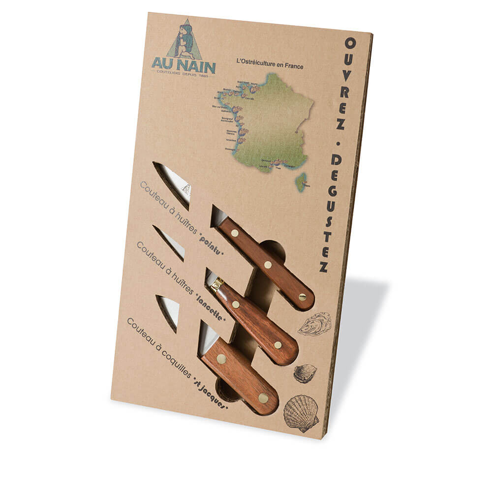 Coffret avec 3 couteaux à huître - Au Nain