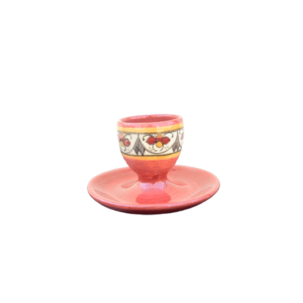 coquetier rouge ou terracotta fabriqué par les Soeurs de Bethleem