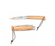 Couteau pliant Alpin Manche en Bois d'Olivier, Mitre et Lien en Cuir - Au Sabot