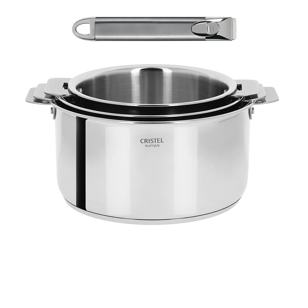 Ensemble de 3 Casseroles inox Casteline avec 1 poignée Zenith OFFERTE - CRISTEL