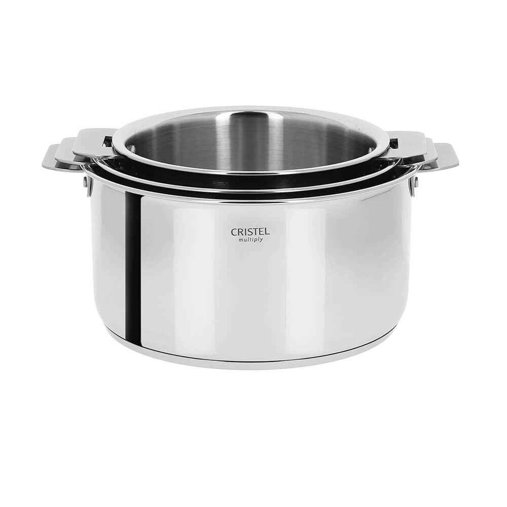 Ensemble de 3 Casseroles inox Casteline Cristel poignée amovible