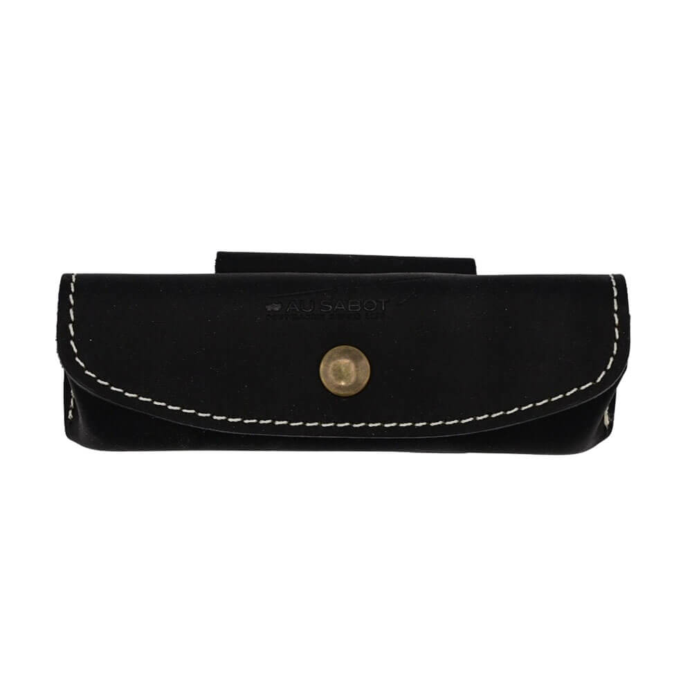 Etui en Cuir Noir Horizontal pour couteau pliant - Au Sabot