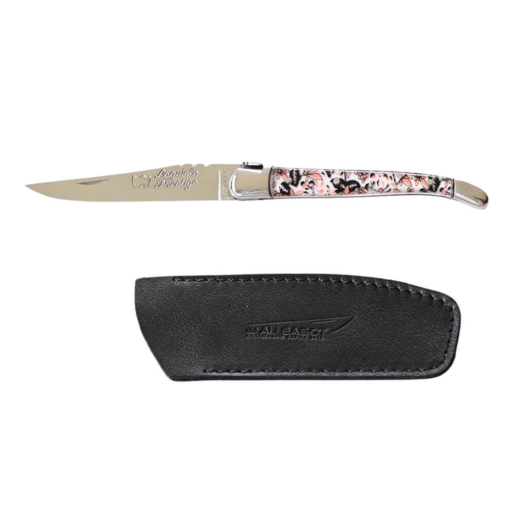 Couteau Pliant Laguiole Japonisant avec Etui en Cuir Noir OFFERT - Au Sabot