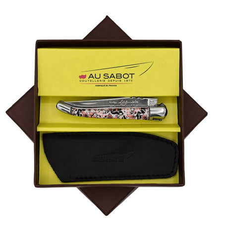 Coffret avec couteau Pliant Laguiole avec Etui en Cuir Noir OFFERT - Au Sabot