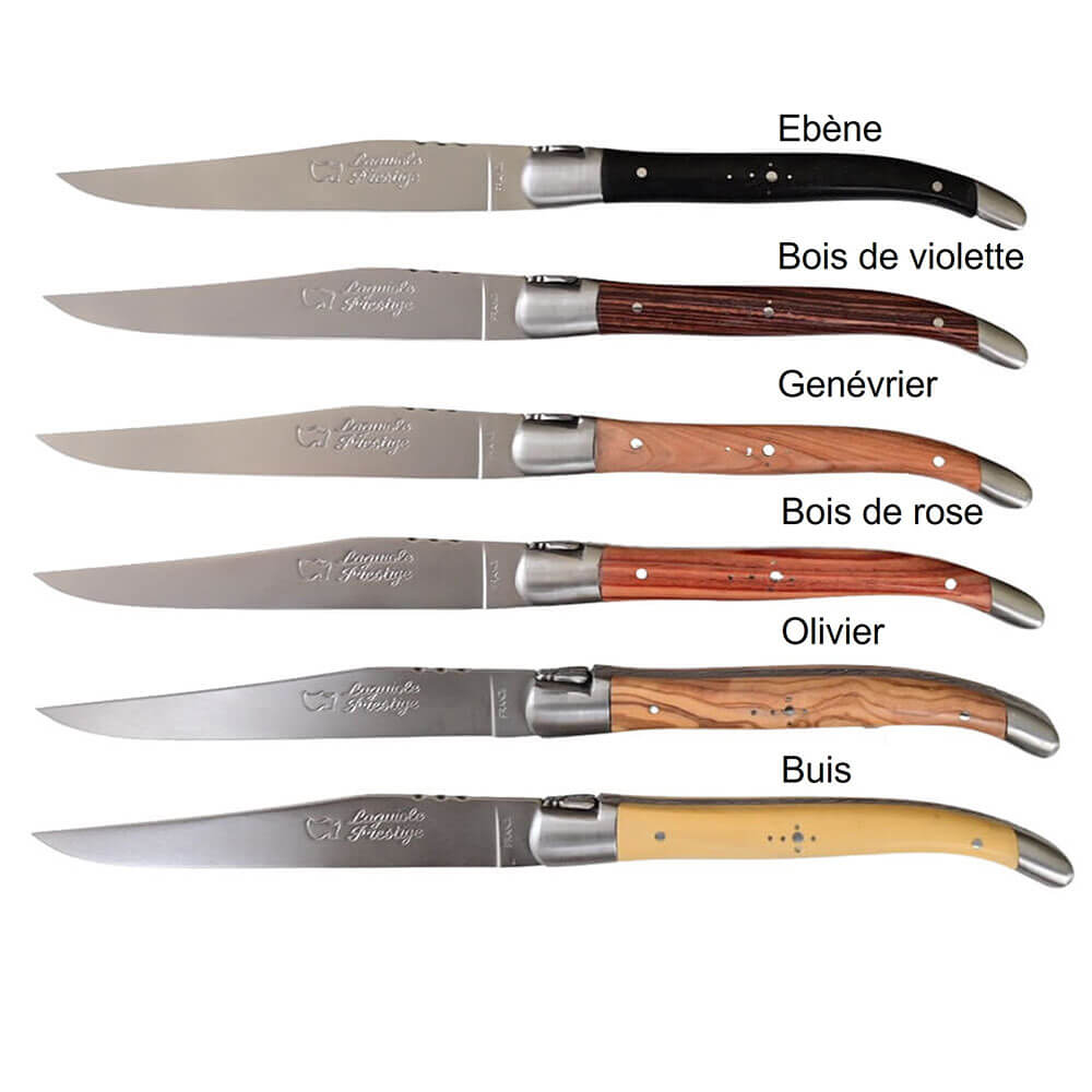 6 Couteaux Laguiole Prestige manches en bois panachés - Au Sabot