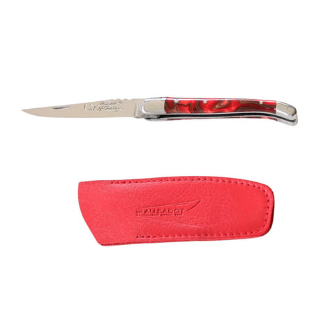 Couteau Pliant Laguiole avec Etui en Cuir Rouge OFFERT - Au Sabot