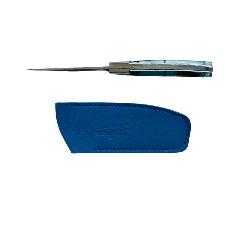 Couteau Pliant Le Thiers avec Etui Bleu OFFERT vu de profil - Au Sabot