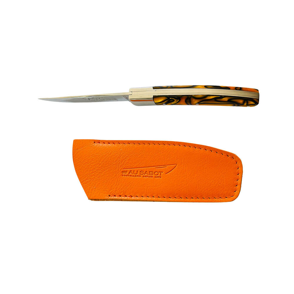 Couteau Pliant Le Thiers avec Etui Orange OFFERT vu de profil - Au Sabot