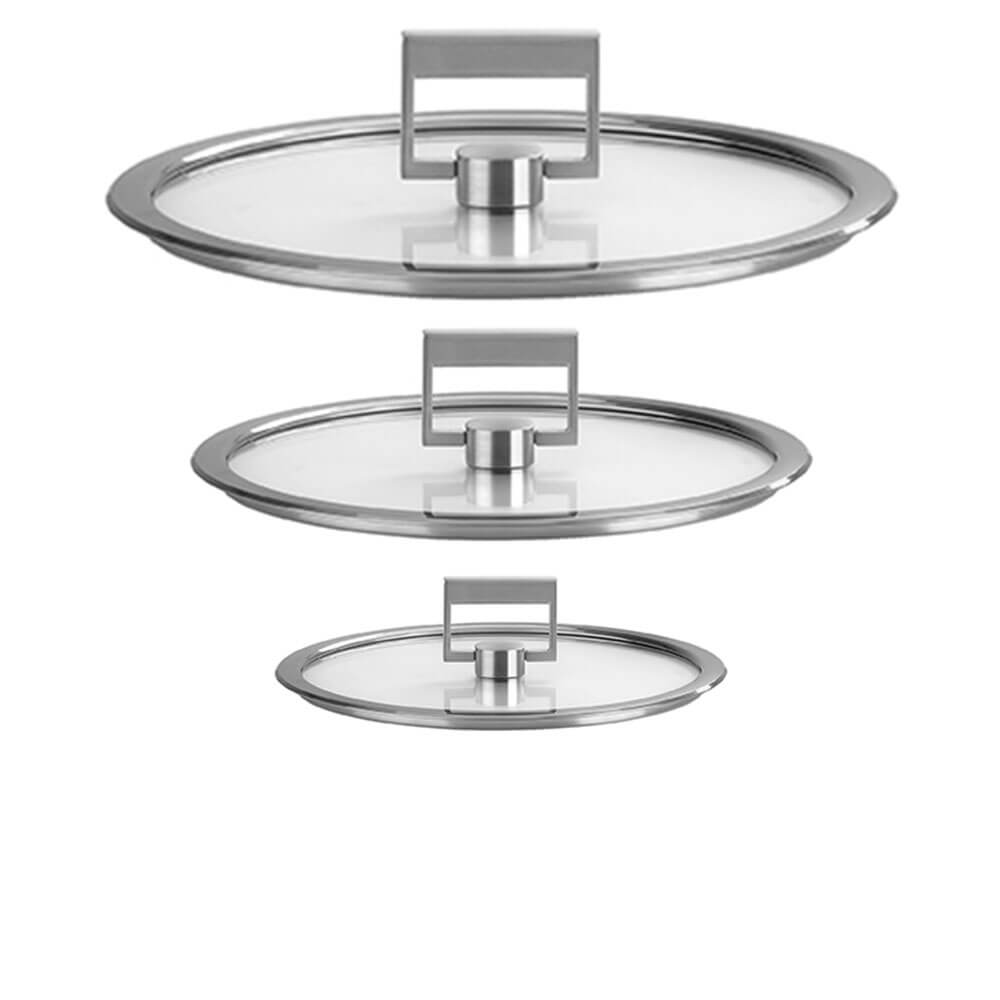 Lot de 3 Couvercles plat CRISTEL Strate poignée fixe