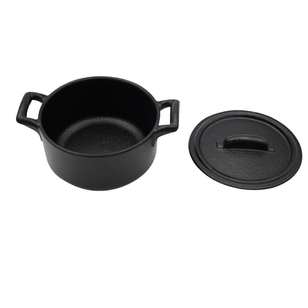 Mini-Cocotte ronde noire 20cl Belle Cuisine Revol avec couvercle ouvert