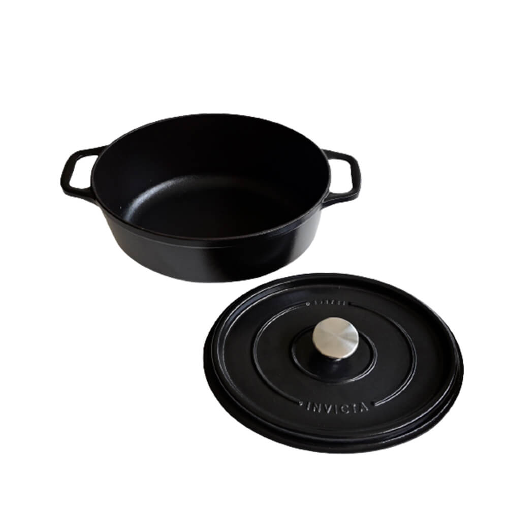 Cocotte Mijoteuse ovale noir couvercle ouvert Invicta
