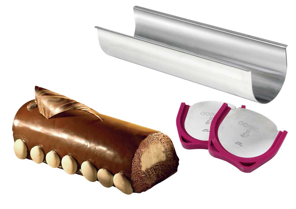 Moule à Bûche inox démontée avec buche au chocolat - GOBEL