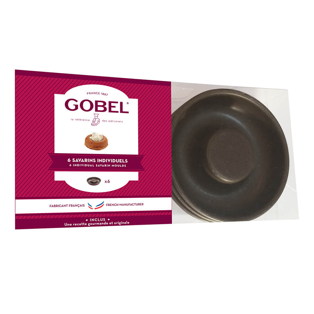 Boîte de 6 moules à savarins individuels anti-adhérents - GOBEL