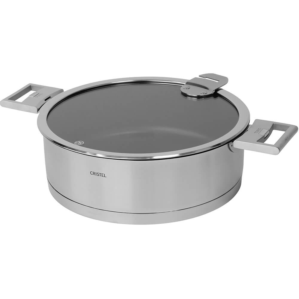 Sauteuse anti-adhérente STRATE Cristel avec couvercle et anses amovibles