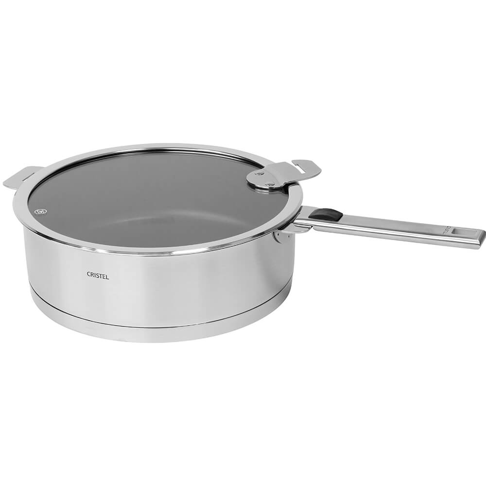 Sauteuse anti-adhérente STRATE Cristel avec couvercle et poignée amovible