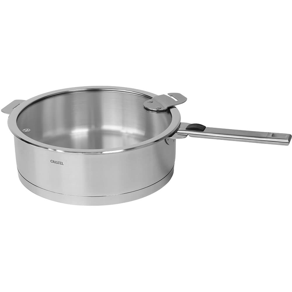 Sauteuse inox STRATE Cristel avec couvercle et poignée amovible
