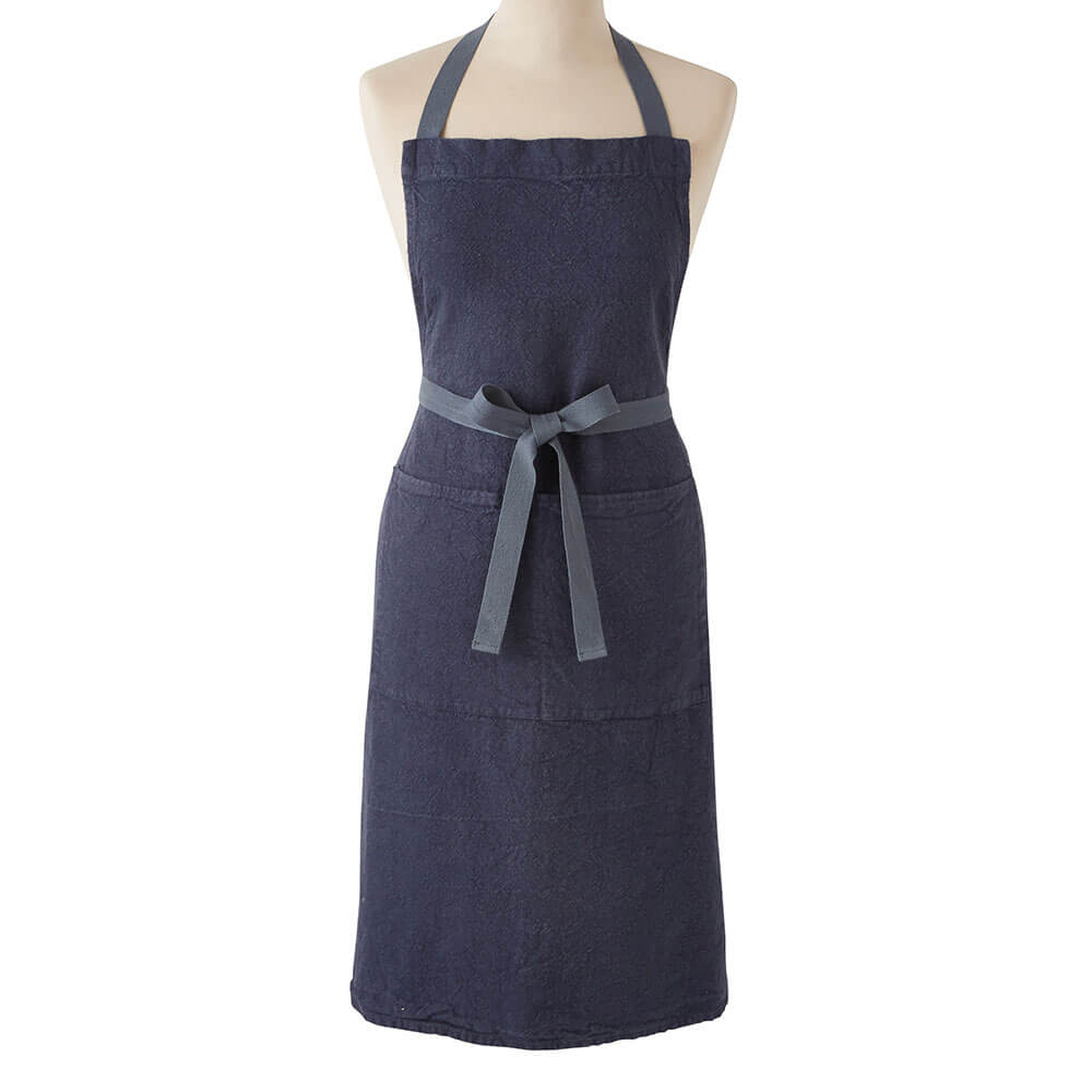 Tablier Doudou Lin Indigo 85x78cm - Charvet Editions