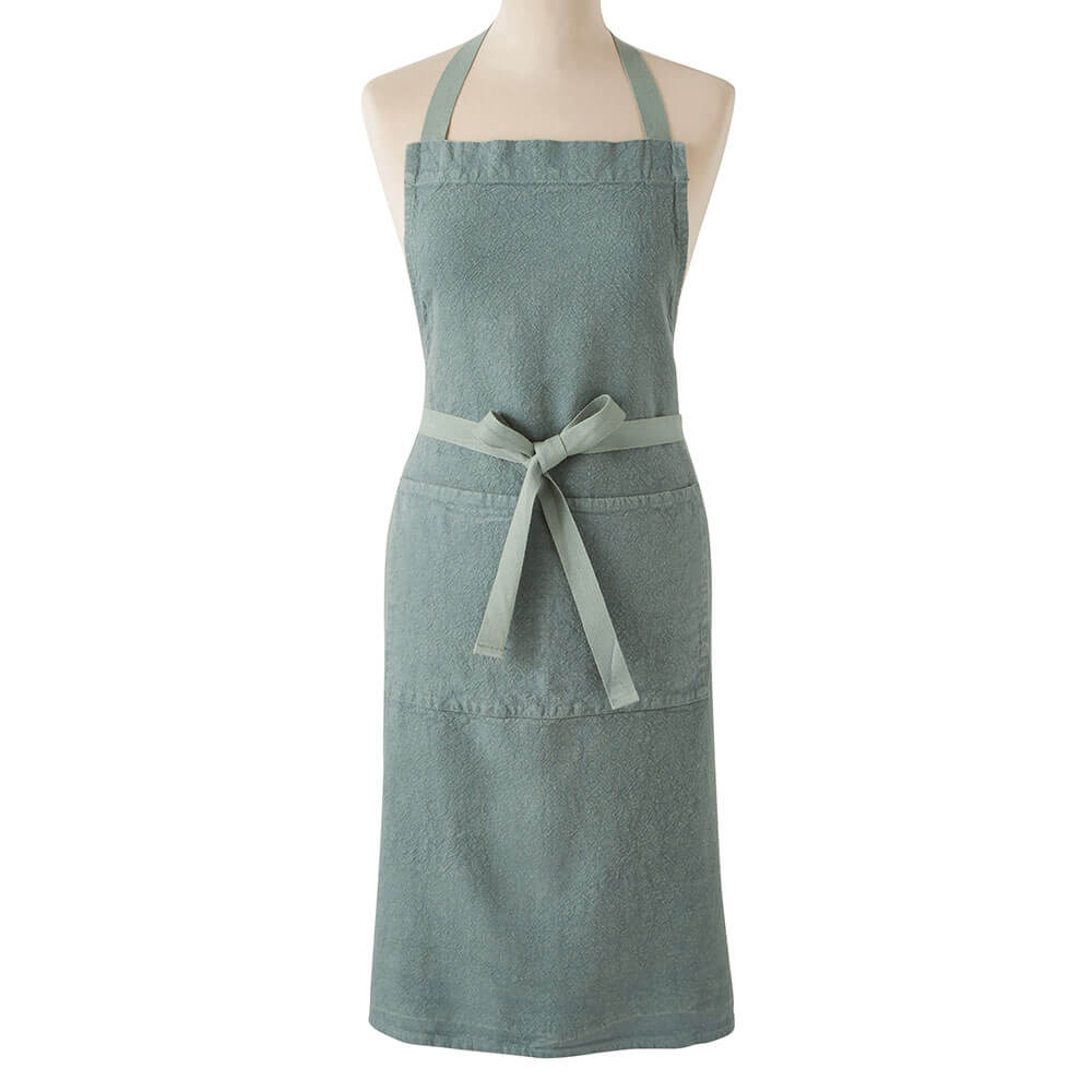 Tablier Doudou Lin Vert de Gris 85x78cm - Charvet Editions