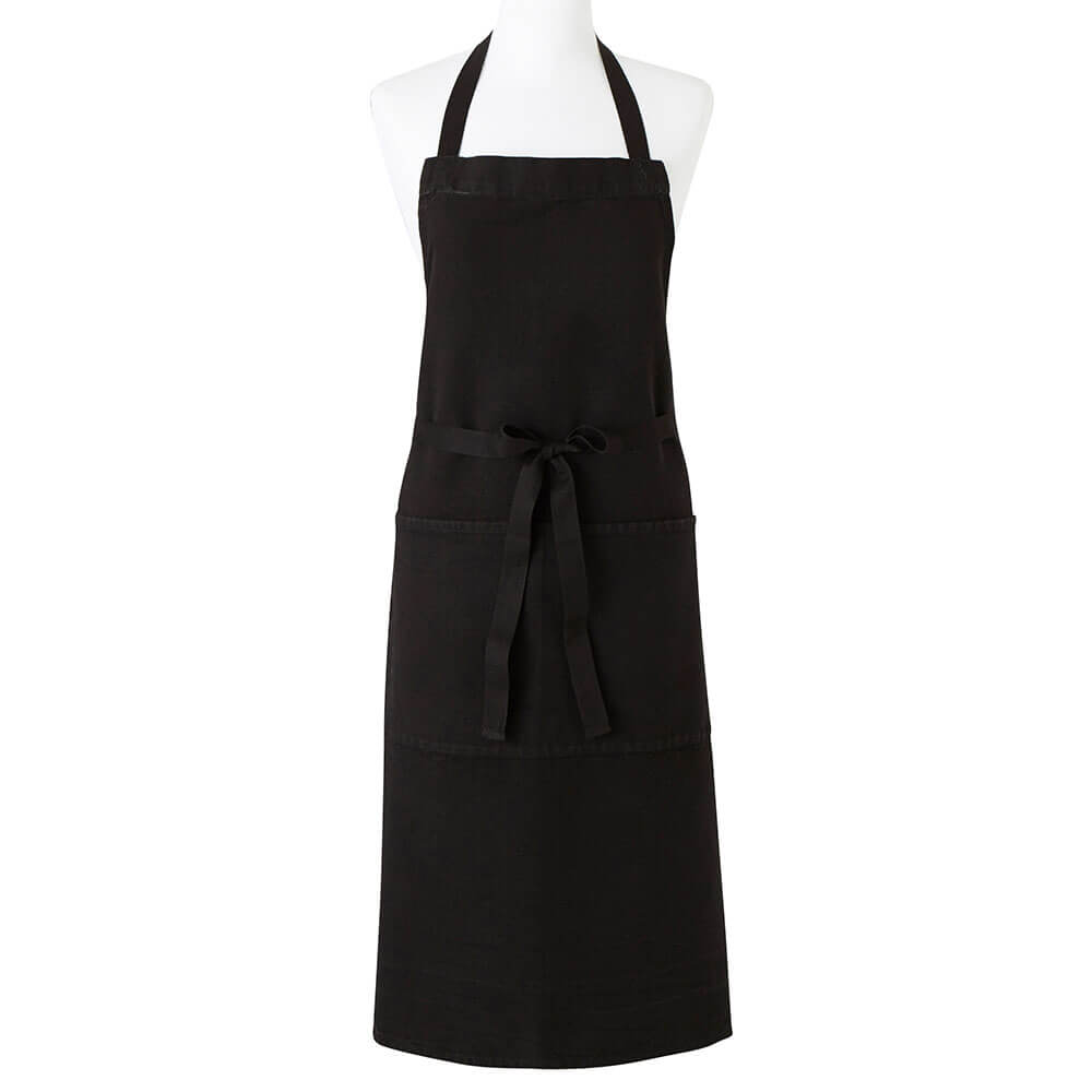 Tablier Coton Lin Maitre d'Hotel Noir 102 x 92 cm - Charvet Editions