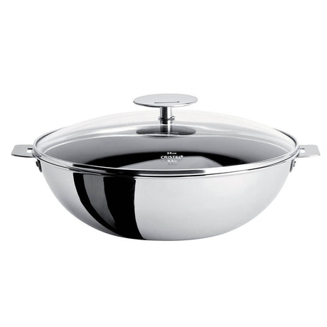 Wok inox Casteline Cristel à poignée amovible avec couvercle