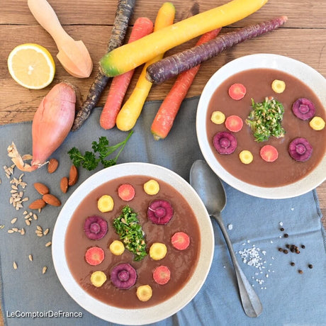 Soupe de carottes multicolores