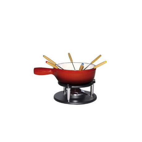 Service à fondue noir sur fond blanc