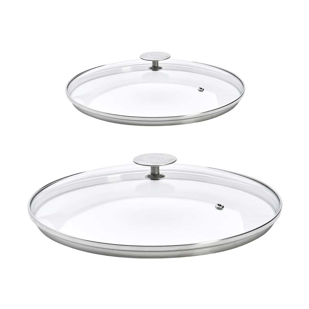 Lot 2 Couvercles en verre avec Pontet inox - DE BUYER