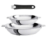 Lot de 2 Poêles hautes inox Mutine poignée amovible OFFERTE - CRISTEL
