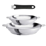 Lot de 2 Poêles hautes inox Strate poignée amovible OFFERTE - CRISTEL