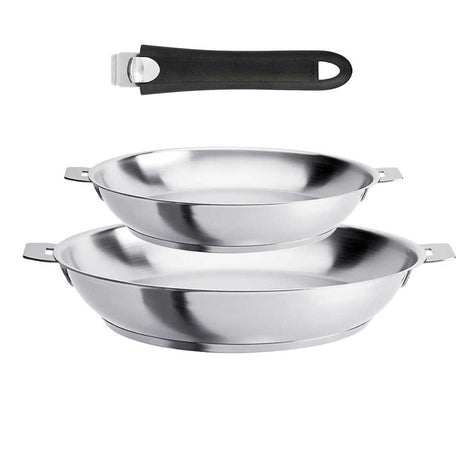 Lot de 2 Poêles hautes inox Strate poignée amovible OFFERTE - CRISTEL