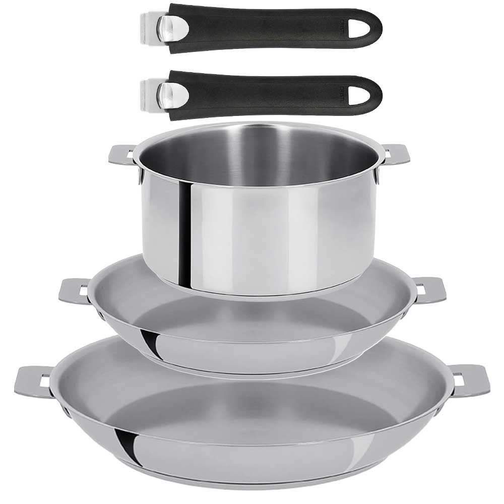 Lot 3 pièces inox Mutine avec 2 poignées OFFERTES - CRISTEL