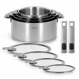 Lot de 4 Casseroles STRATE + 2 Poignées Offertes & 4 Couvercles STRATE - CRISTEL