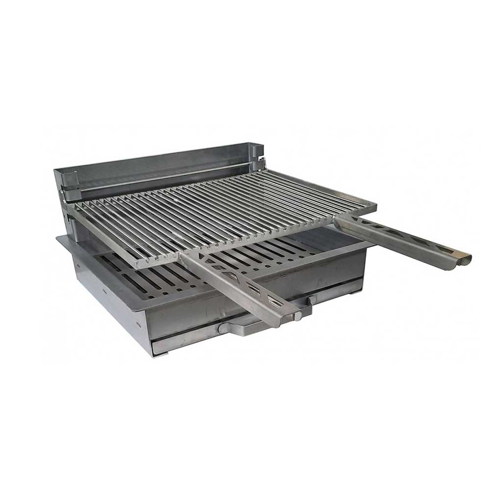 Barbecue Inox Charbon avec Chariot et Couvercle - PLANCHA TONIO en promo