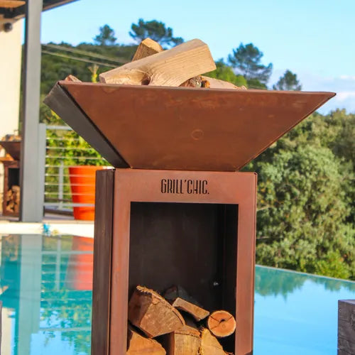 Bol à feu Auvergnat Carré - Acier CORTEN - GRILL CHIC décoration extérieure