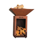 Bol à feu Auvergnat Carré - Acier CORTEN - GRILL CHIC rangement bois