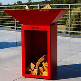 Brasero CEVENOL Carré 74x74x90 cm Acier Thermolaqué ROUGE - GRILL CHIC
