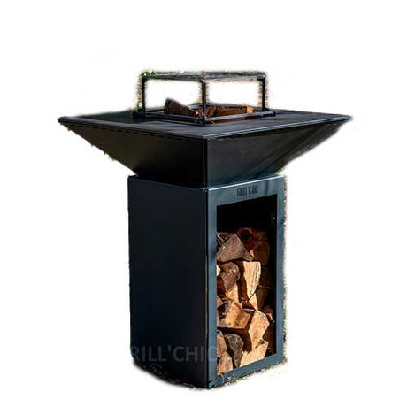 Brasero Cévenol 74x74x90 cm BOIS ALU avec Grille OFFERTE - GRILL CHIC promo