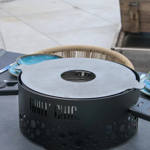 P'tit Grill Brasero Plancha de Table Acier - GRILL CHIC gris anthracite ambiance cuisson table