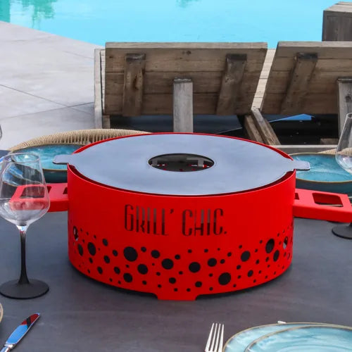 P'tit Grill Brasero Plancha de Table Acier - GRILL CHIC rouge