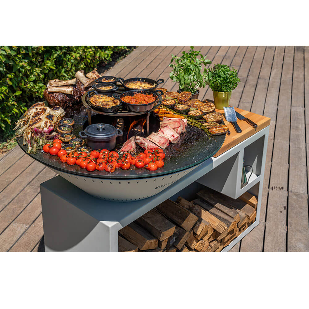 Brasero Traditionnel 100x90cm ALU - GRILL CHIC avec nourriture