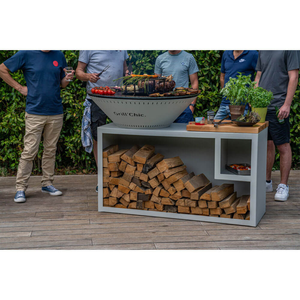 Brasero Traditionnel 100x90cm ALU - GRILL CHIC avec des personnes