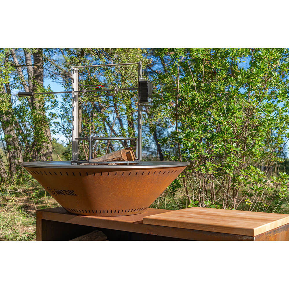 Brasero Traditionnel 100x90cm CORTEN - GRILL CHIC avec rotissoire