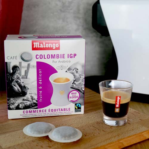 Dosettes café Colombie IGP - Machine EOH - MALONGO système 1,2,3 spresso breveté