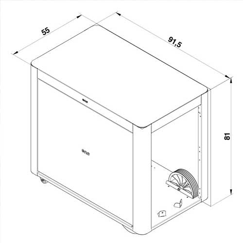 Chariot ACHILLE inox avec rideau - ENO plan mesures dimensions