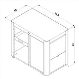 Chariot ACHILLE inox pour plancha - ENO quatre roues plan avec mesures