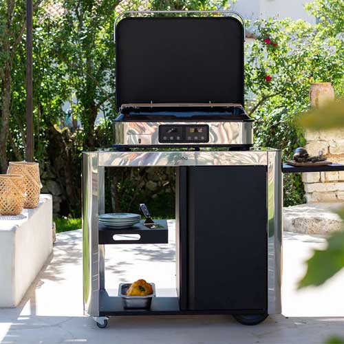 Chariot ACHILLE inox pour plancha - ENO facile à déplacer desserte pour plancha