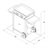 Plancha Électrique INITIAL 65 Sur Chariot Noir - ENO dimensions