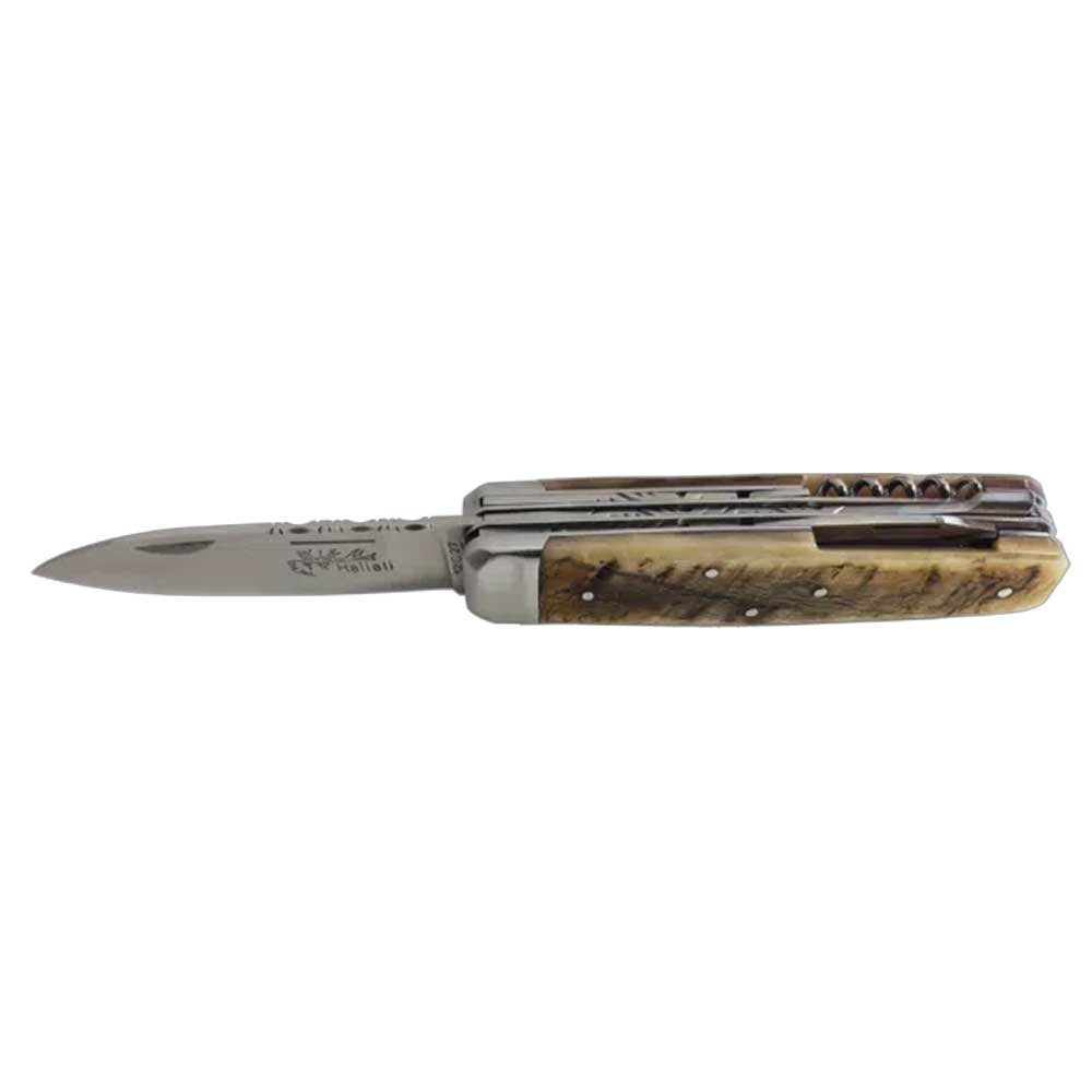 Couteau pliant Hallali Corne de bélier 6 pièces - DOURIS CHASTEL mire ornée