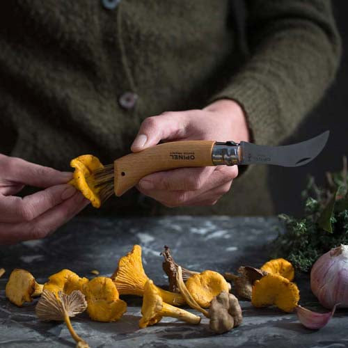Couteau n°8 Inox Champignon - OPINEL brosse nettoyante