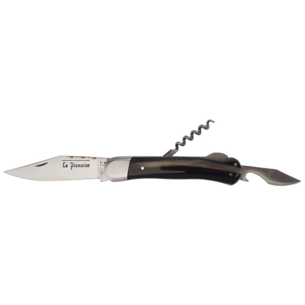 Couteau pliant Le Pionnier Chasse Pointe de corne blonde 3 pièces - DOURIS CHASTEL